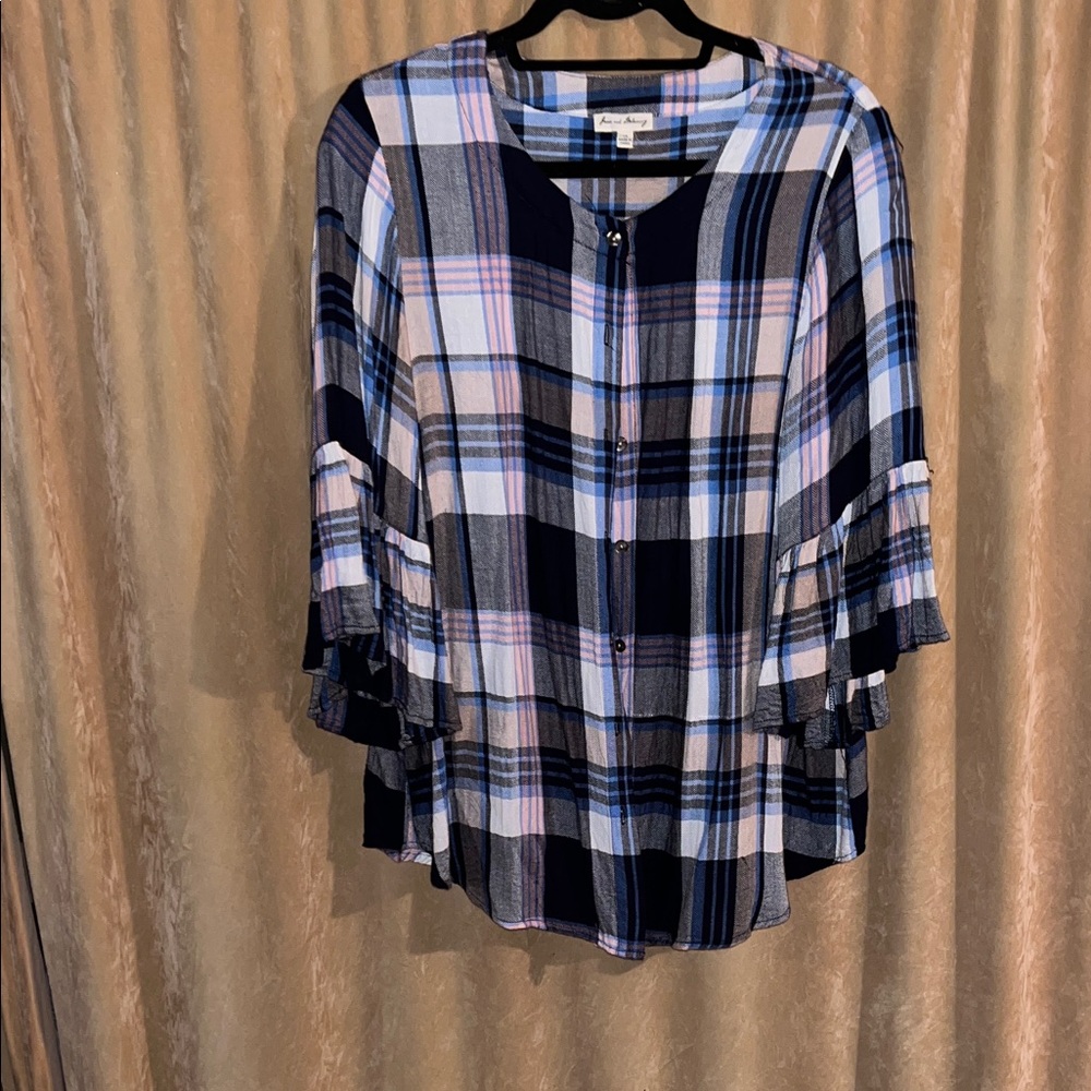 Jane and Delancey Multicolor Plaid Shirt - 1X